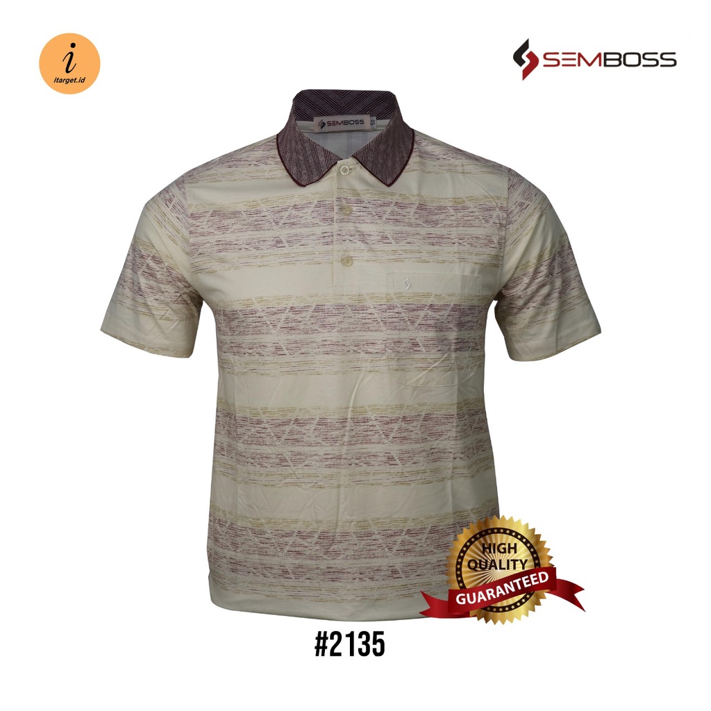 Kaos Kerah Pria Semboss Lengan Pendek Bahan Katun Adem Berkantong 2135