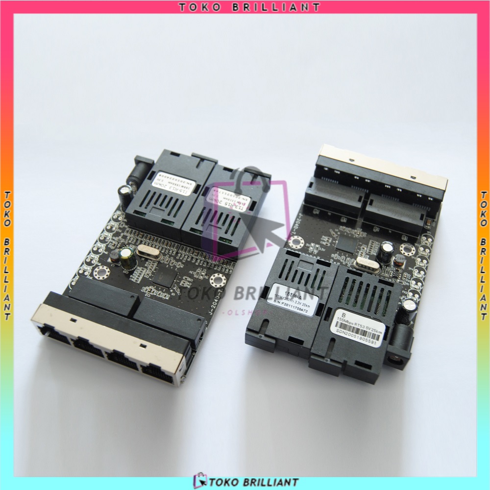 [BISA COD] 10/100Mbps 2 SC 4 RJ45 Ethernet Fiber Switch Single Mode Fiber Port PCB