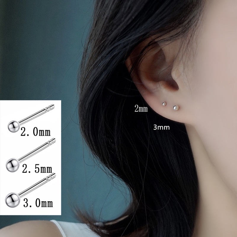 1pc Anting Stud Mini Bahan Sterling Silver S925 100% Dengan Karet plug Untuk Hadiah Perhiasan