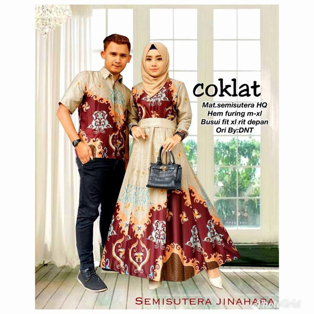 Dijual Batik Couple Sarimbit Gamis Semi Sutra Sarimbit Jinahara Murah