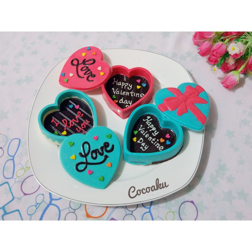 Cokelat love / coklat box love / coklat valentine bentuk hati mini