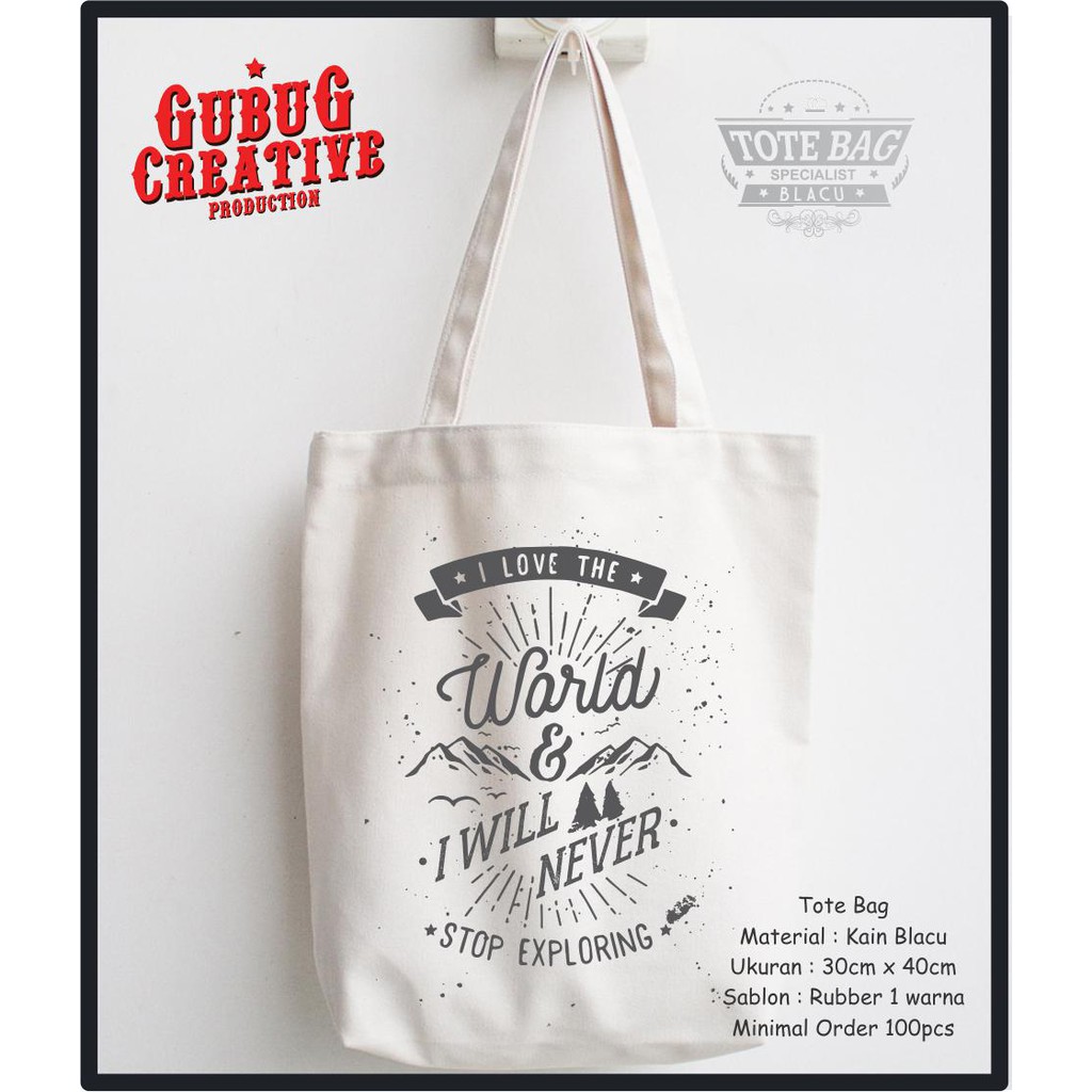  Tote  Bag  Blacu Murah  Tote  Bag  Blacu Costum Desain Shopee 