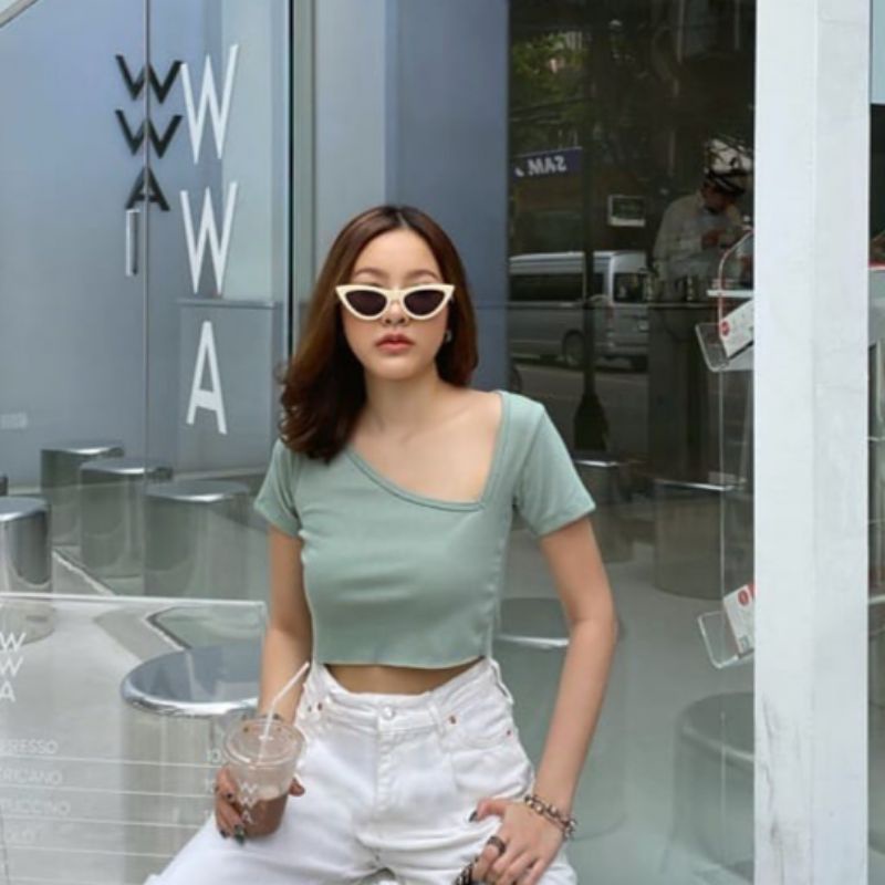 Juan Crop Top RIB Atasan one shoulder seksi Ootd baju wanita