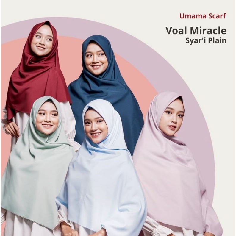Kerudung Voal Miracle Syari Plain Umama - Kerudung Voal Segiempat Syari Polos - Hijab Voal Segiempat