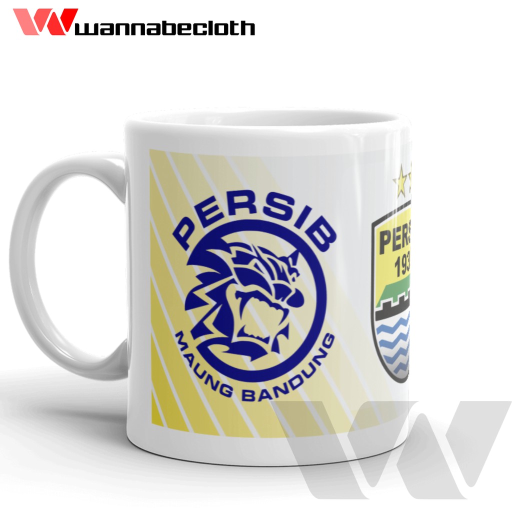Gelas Mug PERSIB Keramik Porcelain Souvenir PERSIB BANDUNG Maung Bandung Putih