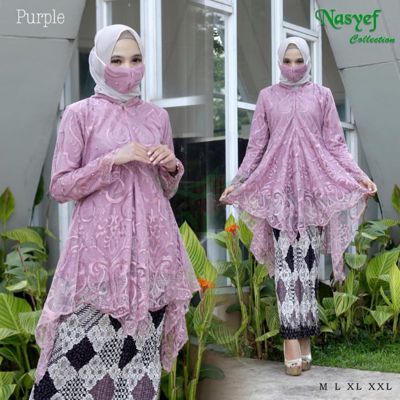 SETELAN KEBAYA MODERN - KEBAYA WISUDA - KEBAYA PESTA - KEBAYA BROKAT - KEBAYA MODERN - KEBAYA AKAD-1 SET PURPLE