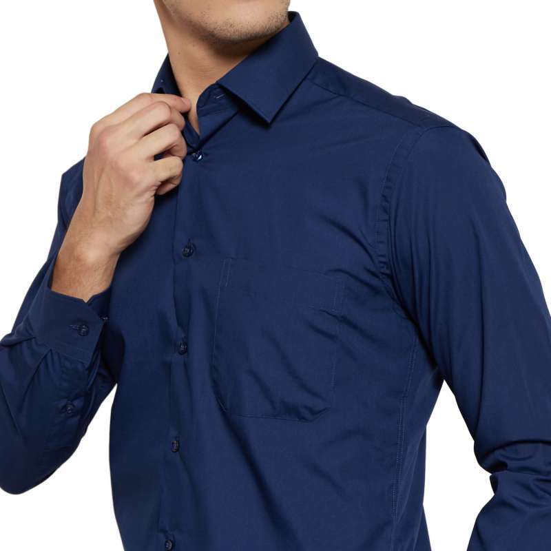 Lesta Langgeng Kemeja Formal Pria Lengan Panjang Bahan Kain Katun Warna Biru Dongker/navy Polos REGULER