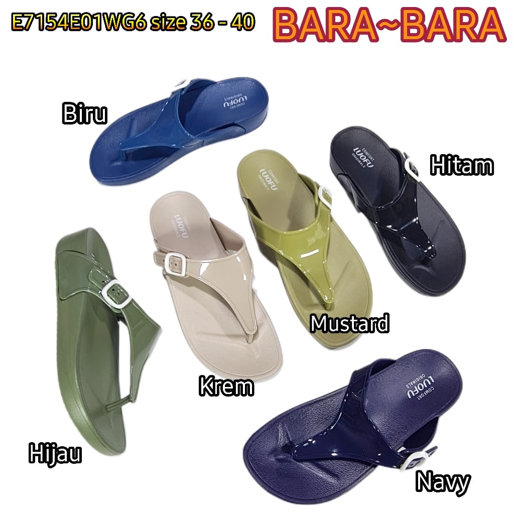 LUOFU ORIGINAL Jelly sandal karet empuk murah wanita jepit sendal japit gesper cewek import E7154E01WG6