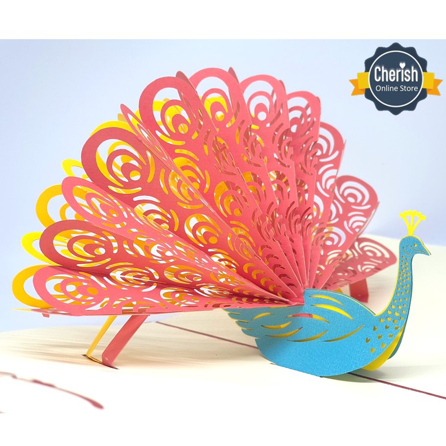 POP UP 3D CARD - Kartu Ucapan 3d PEACOCK - Greeting Card - K73