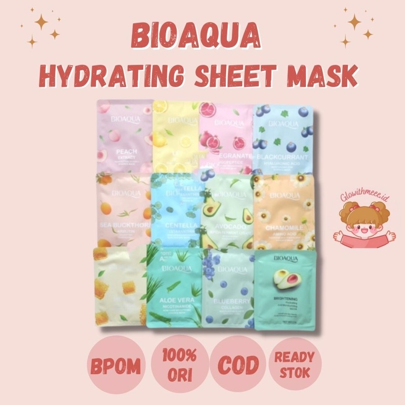 Bioaqua Sheet mask | Sheet Mask Bioaqua | Sheet Mask bioaqua 12pcs | Masker Wajah Bioaqua | Masker B