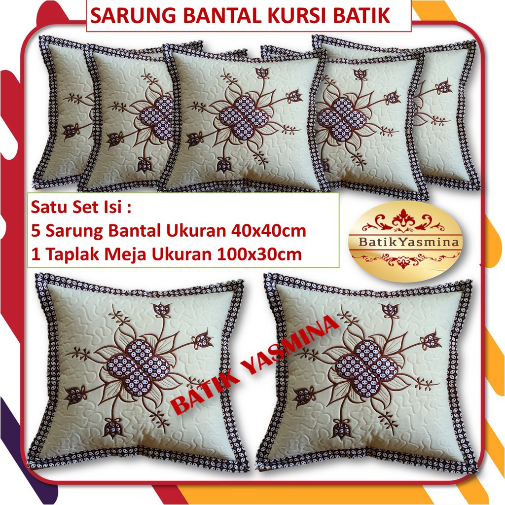 Sarung Bantal Kursi Sofa Batik Bordir Motif Bunga