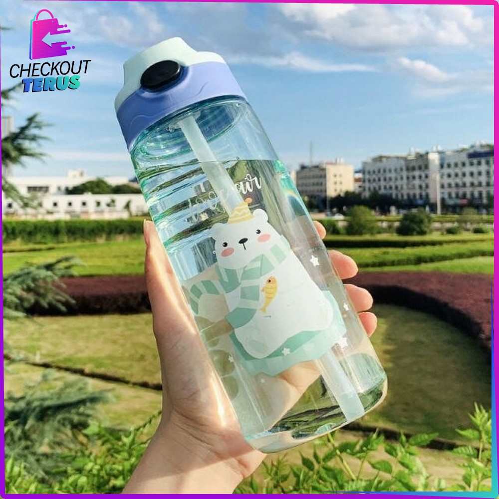 CT C309 Botol Air Minum 550ML BPA FREE Botol Minum Anak Motif Lucu dengan Sedotan Food Grade Tempat Air Minum Anak Karakter