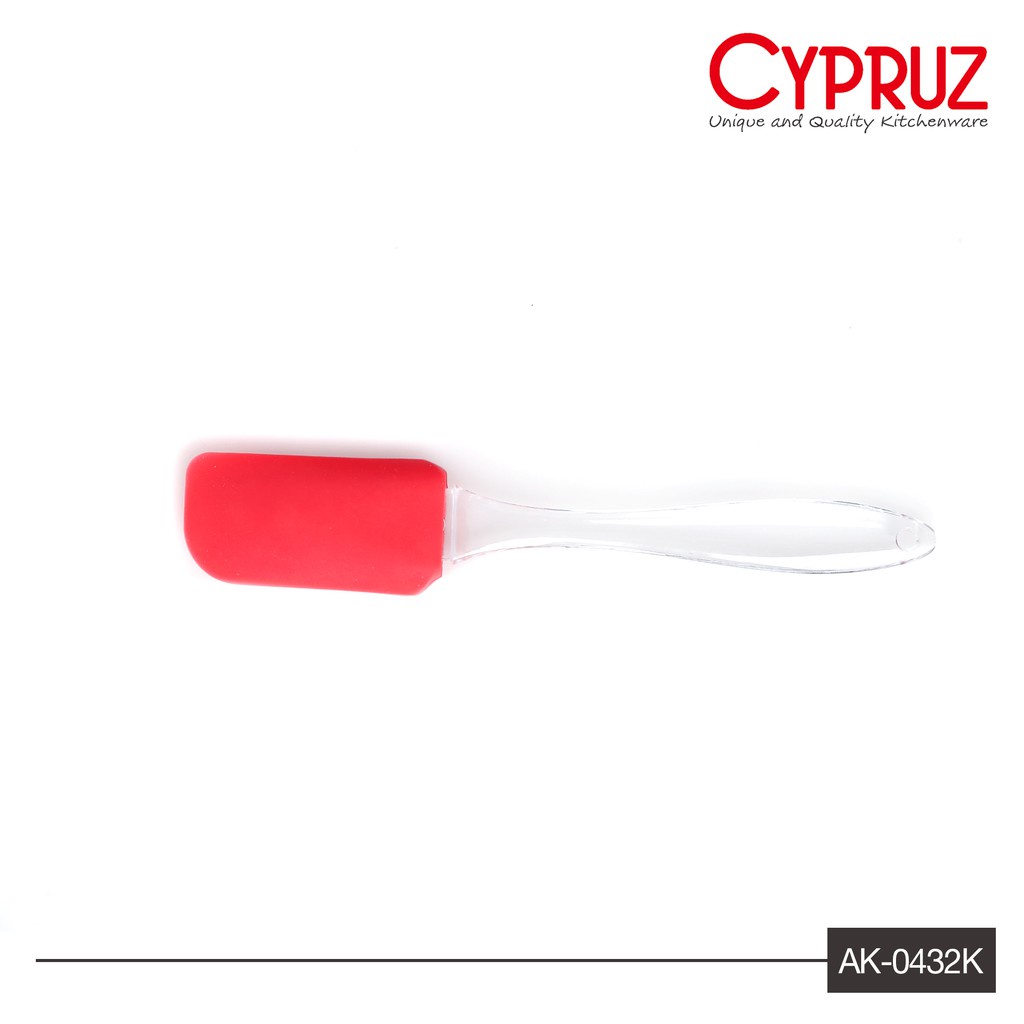 Cypruz Spatula Silikon Mini Scraper Sodet Lengkung Sutil Gagang Plastik Transparan