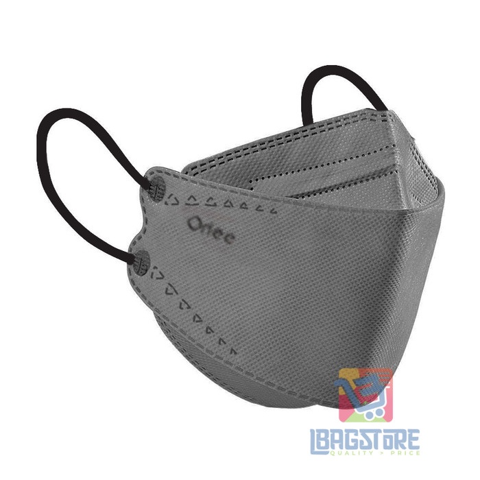 Masker KF94 KF 94 Orlee earloop Abu Abu Grey Embos Kemenkes isi 10 - Abu-abu
