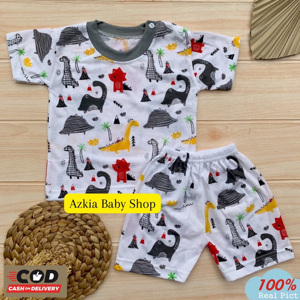 Setelan Piyama Baju Tidur Bayi Motif Dino Baju Anak Baju Tidur Usia 3-12 Bulan