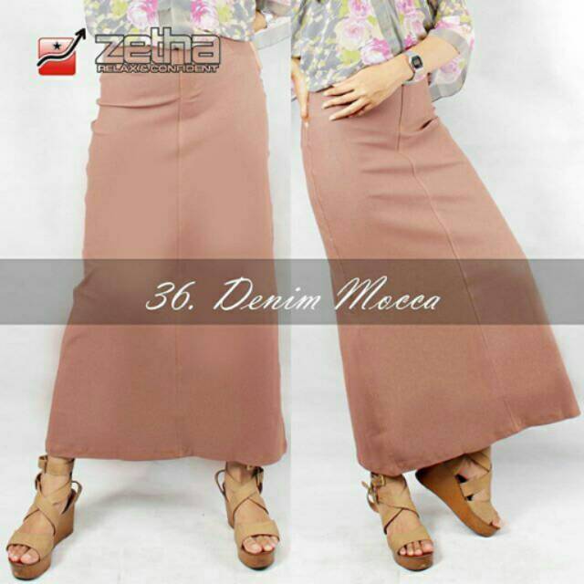 Rok Zetha Denim Warna Mocca