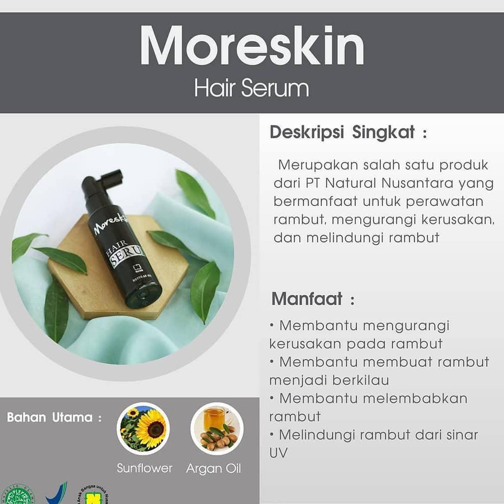 Moreskin Hair Serum Pelembab Rambut Membuat Berkilau Mengurangi Kerusakan Pelindung Dari Sinar UV