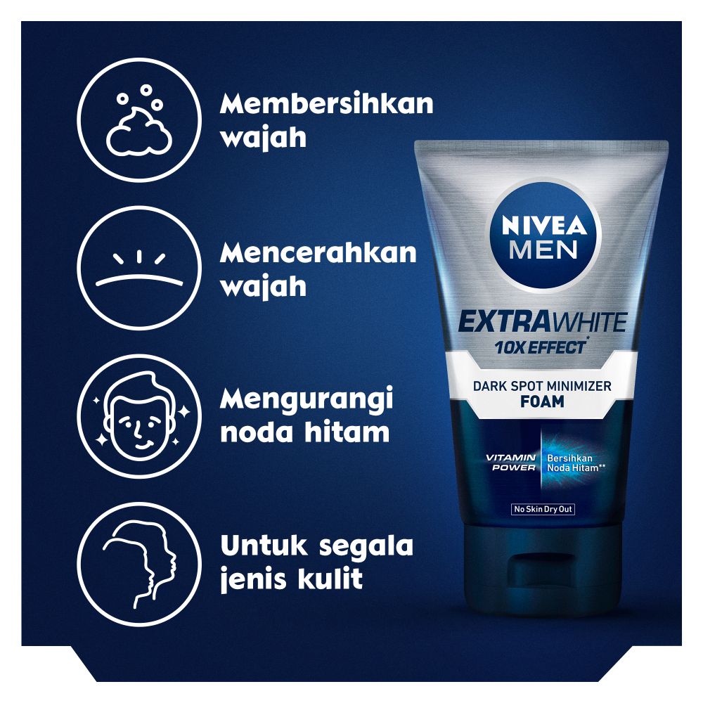 NIVEA Men Extra Whitening Dark Spot Minimizer Facial Foam 100ml