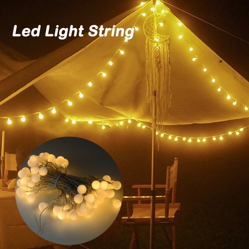 2m 3meter 6M Bola Bulat Lampu String LED Daya USB Tahan Air Lampu Peri Luar Ruangan Untuk Pohon Natal Garland Xmas Dekorasi Pesta Pernikahan