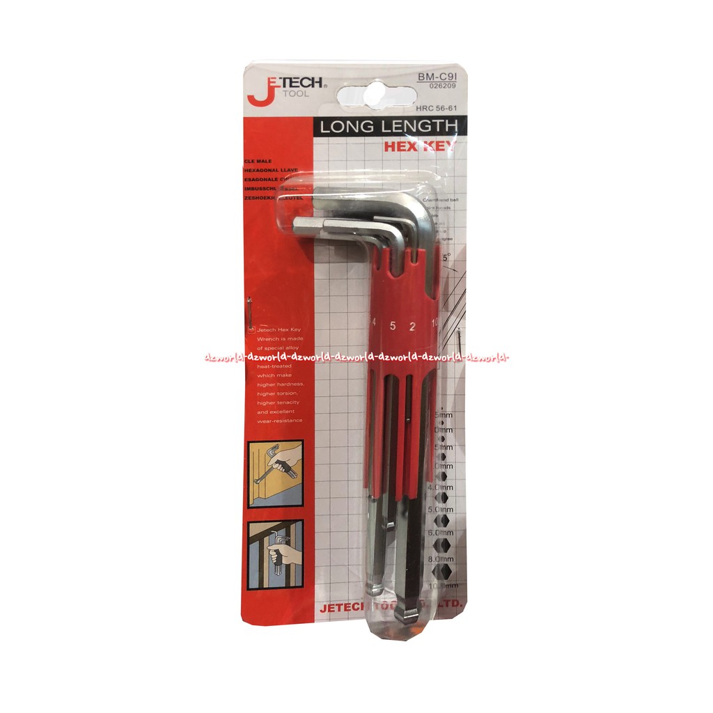 Jetech Extra Long Length Hex Key HRC 56-61 Kunci Inggris BM-C Je Tech