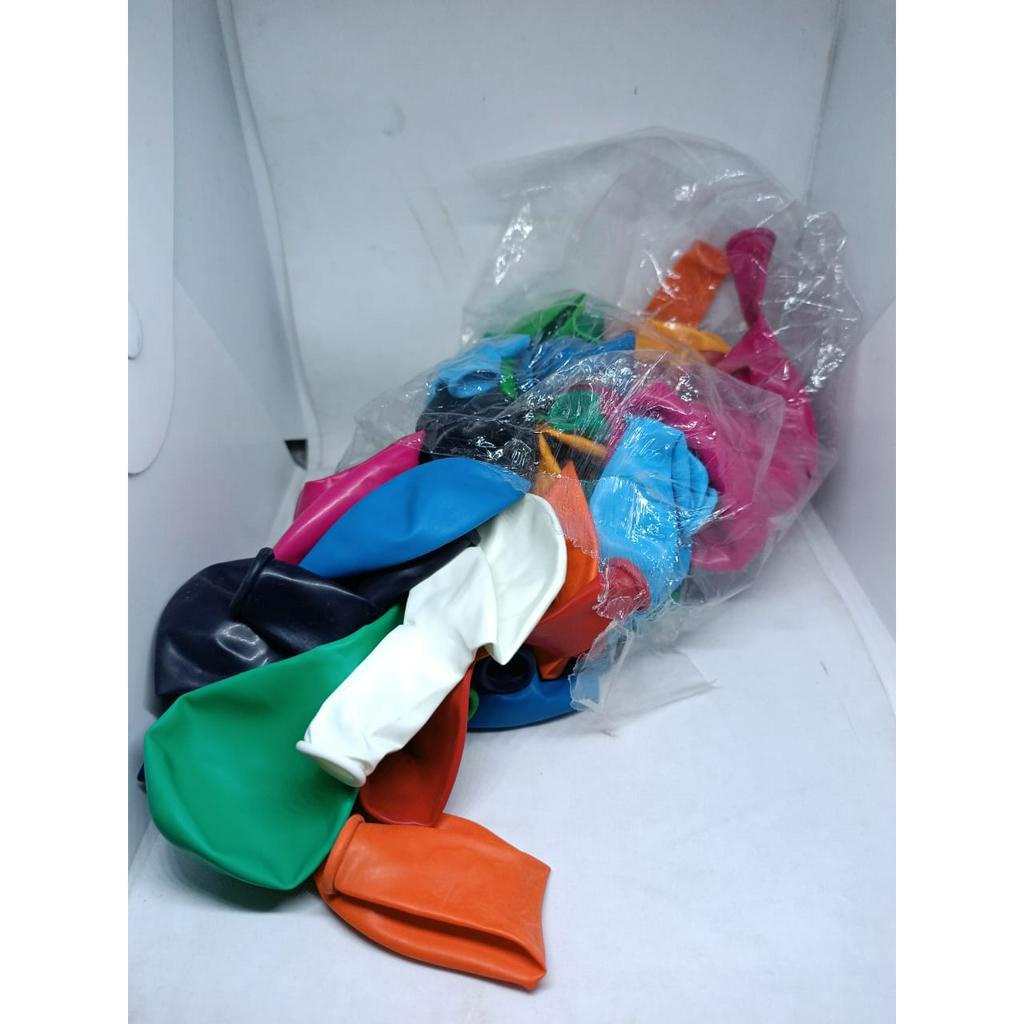 BALON TEBAL BAHAN KARET POLOS DAN BERGAMBAR WARNA WARNI 1 PAK ISI 50 PCS