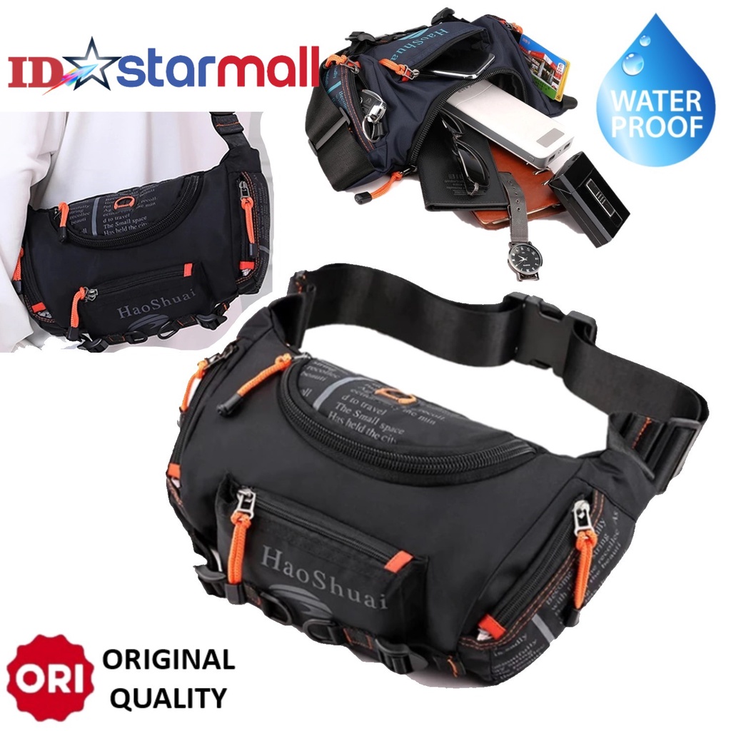Tas Selempang Pria Import HAOSHUAI 513S Original Waist Bag Waterproof