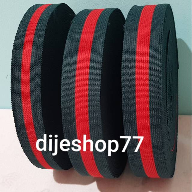 

pita bertekstur 2,5cm/ gucci green army red/bias tape/pelipit/webbing/pita hijau army merah/lis baju