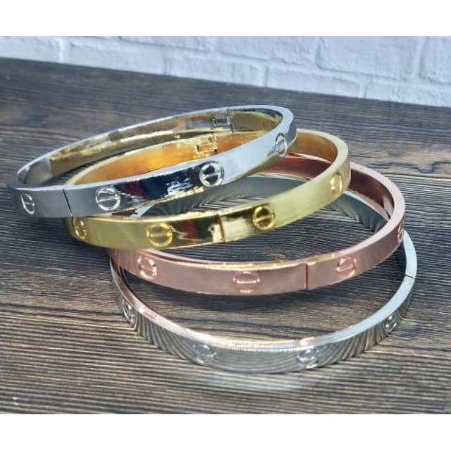 Gelang Titanium Steel Warna Rose Gold  Korea fashion Pelajar Wanita v22