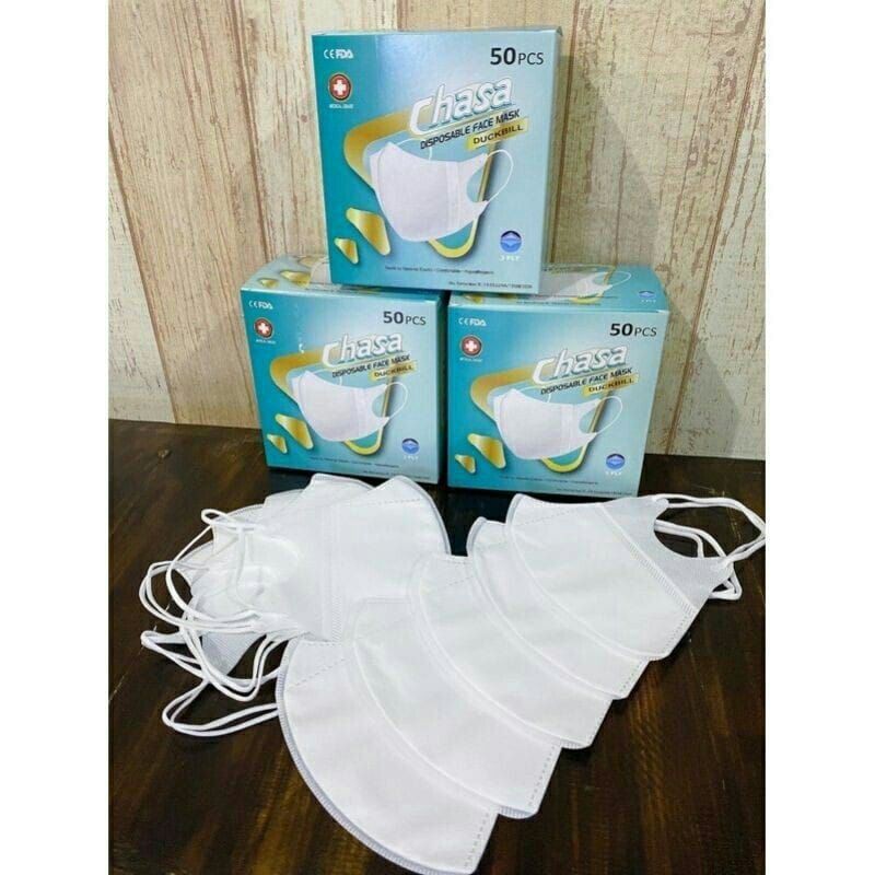 DUCKBIL MASKER ALKINDO GARIS  PUTIH 1BOX ISI 50 PCS