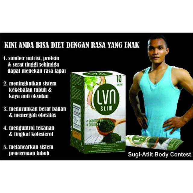 LVN SLIM 1 BOX ISI 10 SACHET ( SOLUSI DIET HERBAL ) 100% ORIGINAL