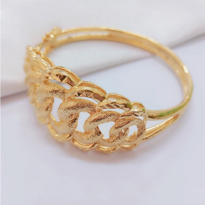 Gelang Tangan Bulat Lebar Tebal Gold Emas Bangkok