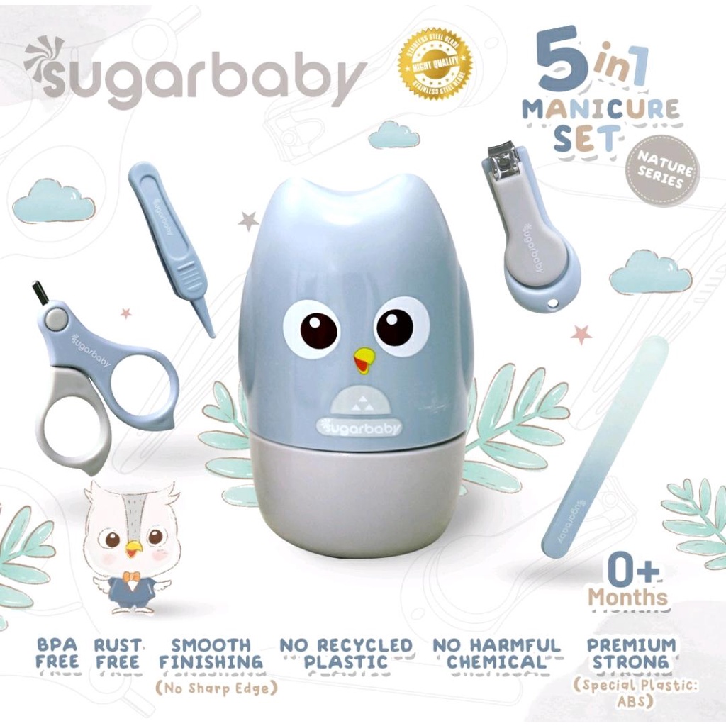 SUGAR BABY 5IN1 MANICURE SET NATURE SERIES / PERLENGKAPAN MANICURE BAYI 5IN1