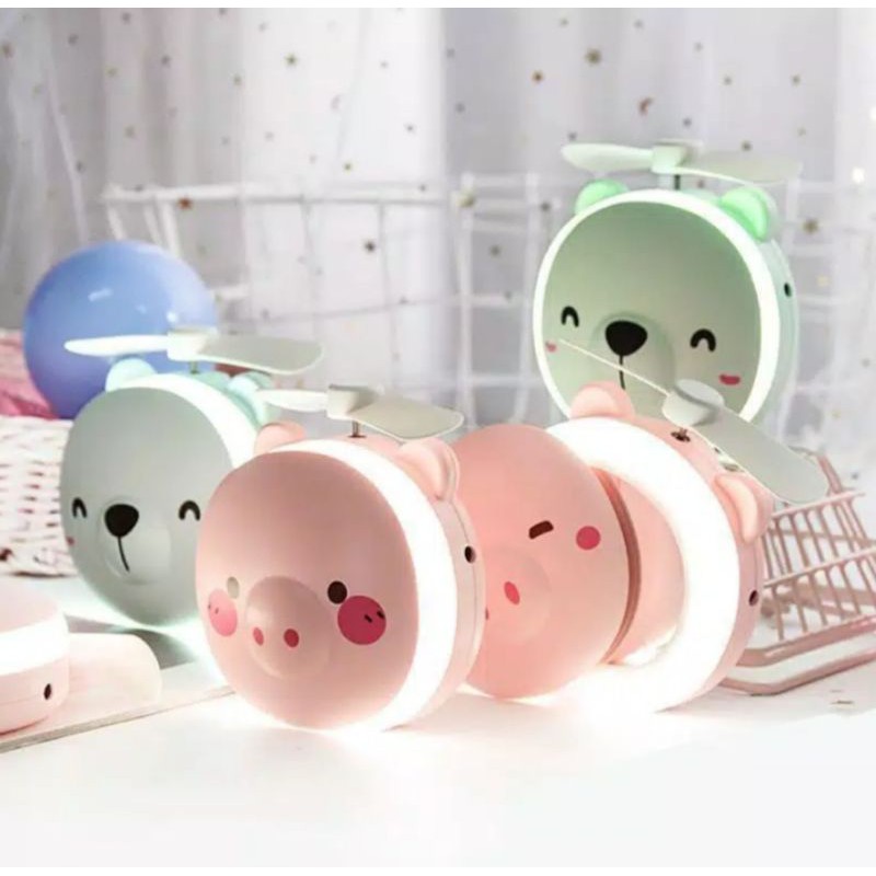 kaca led & kipas angin mini