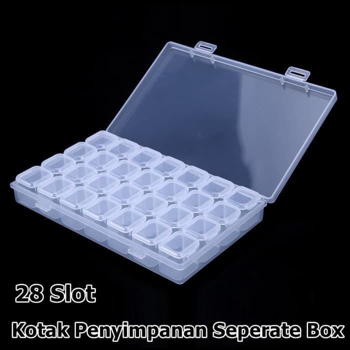 Kotak Penyimpanan Komponen Seperate Box 24 / 28 Adjustable Grid Bisa Diatur Sekat Slot 2333 Transparent