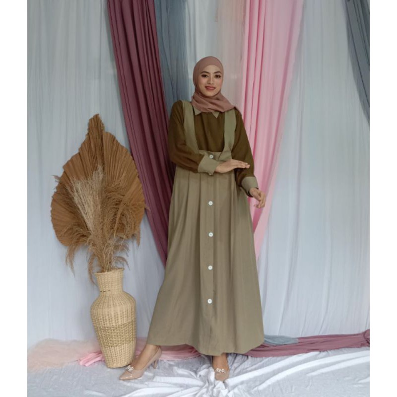 gamis overall by kayla/gamis wanita casual/gamis premium/gamis crepe