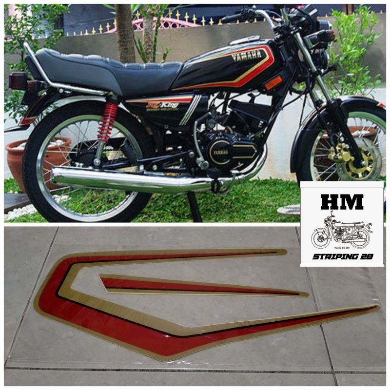 STIKER STRIPING LIS BODY YAMAHA RX KING COBRA 1998 HITAM LIS MERAH RX KING LAMA