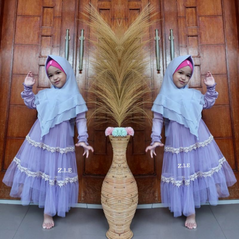 Gamis anak bahan spandek tebal mix tile