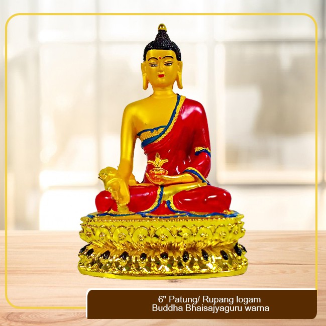 Patung Rupang Arca logam Buddha Bhaisajyaguru warna 6"