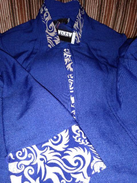 Baju Blazer Seragam Kerja Wanita Bank Bca Bri 209 Batik Benhur Biru Elektrik Formal Cantik Murah