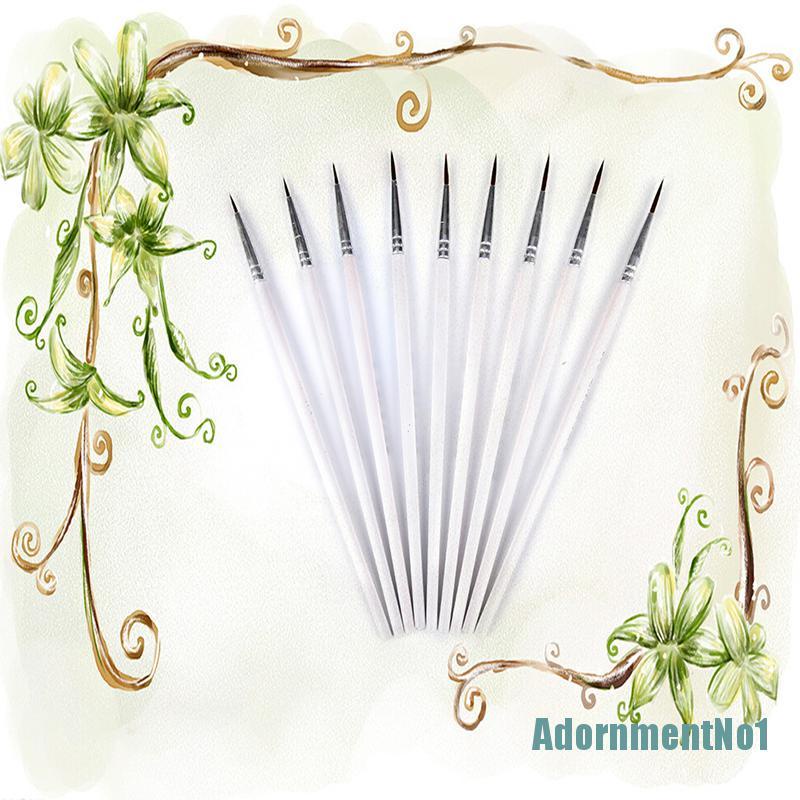 (AdornmentNo1) 10pcs / Set Kuas Lukis Tipis Warna Putih