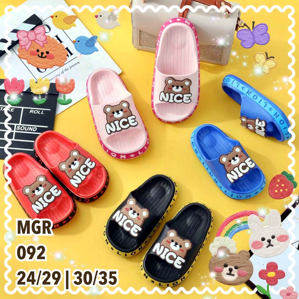 [BEST SELLER] Sandal Slop Jelly Anak Cewek Cowok Bear Beruang Tebal Lucu Keren Cute MGR Mokaya Balance (092)/Size 24-29|30-35