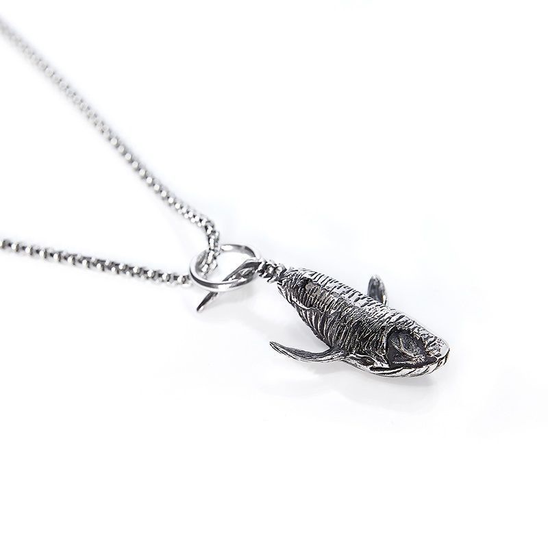 Baja Titanium whale skeleton kalung pria merek fashion street hip-hop hip hop sweater chain serbagun