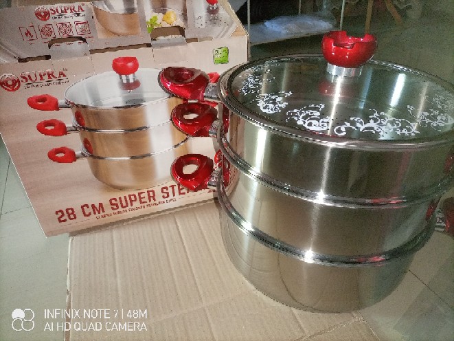 Panci Supra Super Steamer 28 Cm 3 Susun /stainless