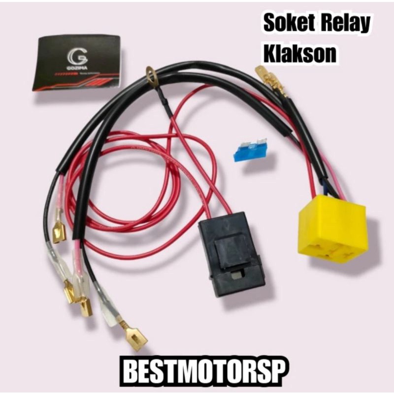 Soket Relay Klakson Motor / Mobil Plus Kabel dan Sekring 1set