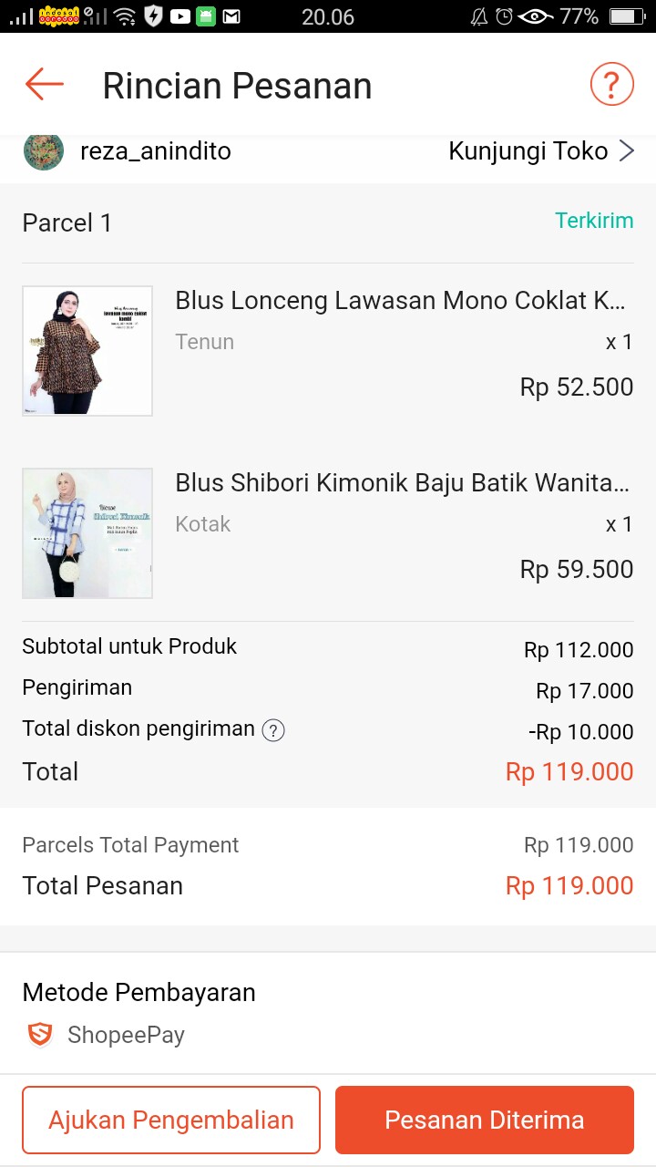 Blus Lonceng Lawasan Mono Coklat Kombi Baju Batik Kantoran Wanita Formal Kondangan Katun Premium