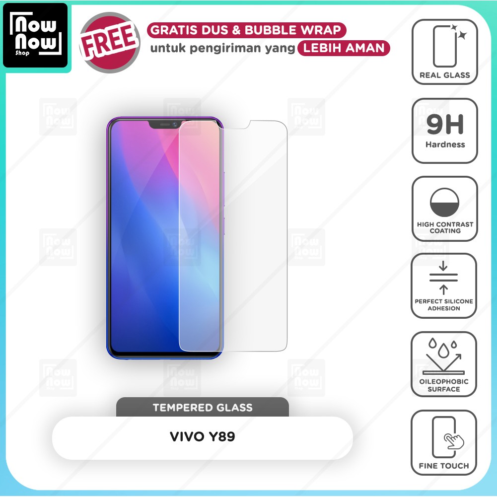 Tempered Glass Anti Gores Vivo Y89 Screen Guard Protector 9H Kaca Temperglass