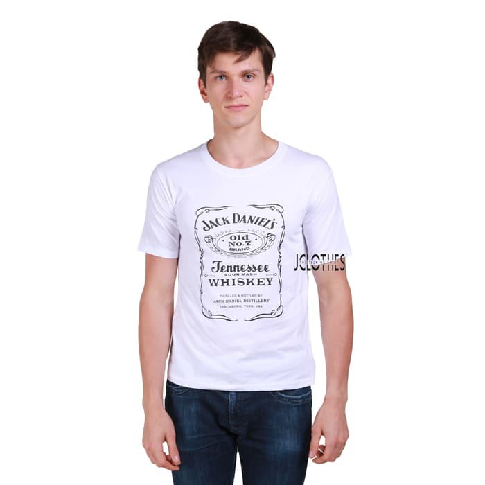 Kaos Pria / Kaos Distro / Kaos Cowo JackDaniels - Putih