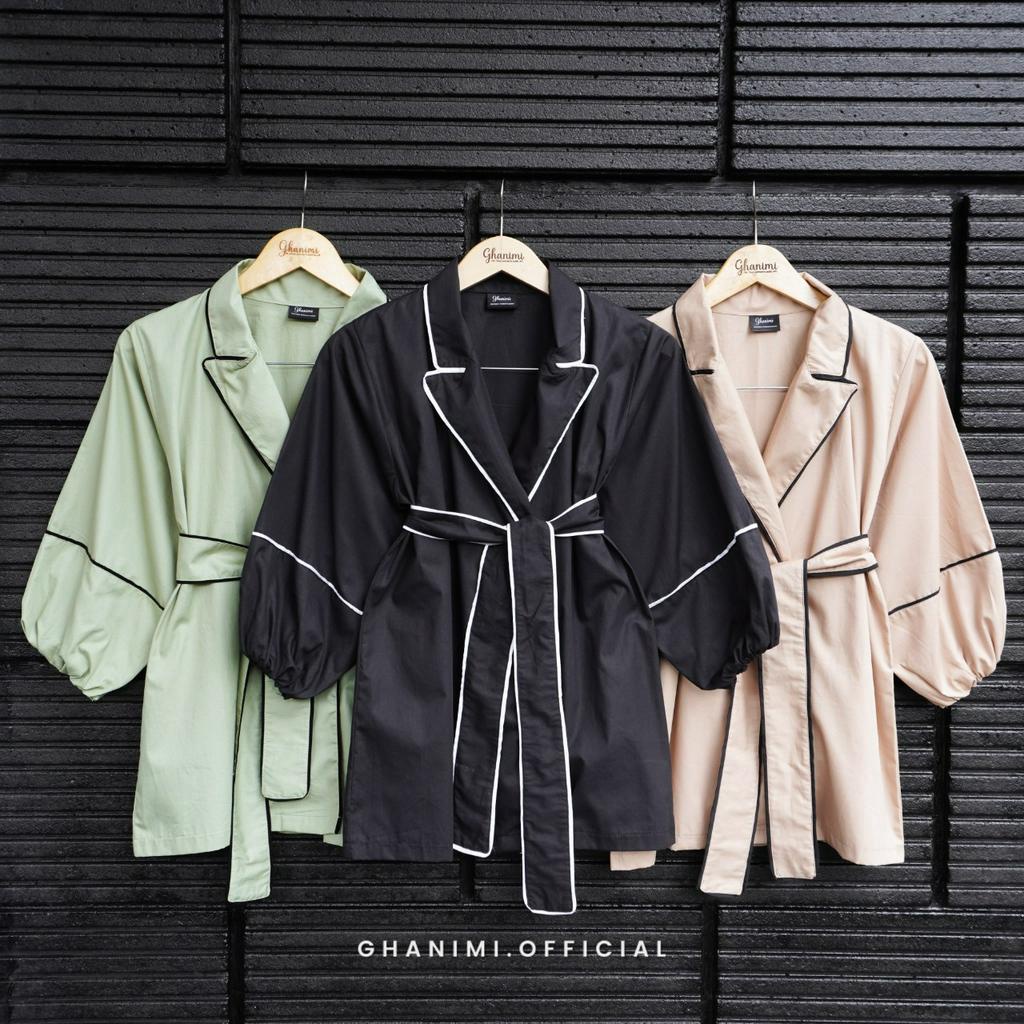 Ghanimi - Vlora Blazer / Jas Wanita Katun Polos / Blazer Kerja / Jas Kerja / Blazer Polos / Blazer Casual Formal / Blazer Timeless / Blazer unik / Blazer Simple / Blazer Tali