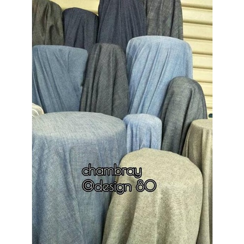 bahan chambray/bahan katun denim/kain kemeja, kulot, blouse chambray