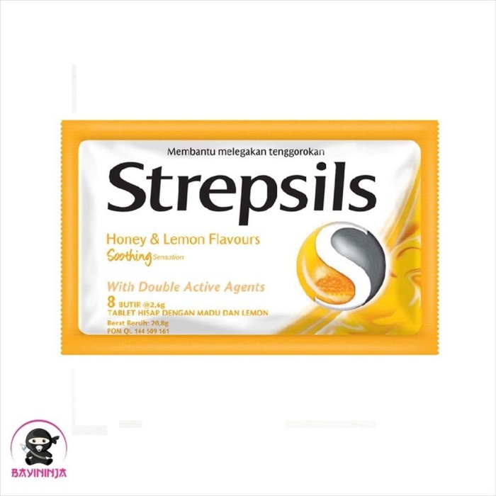 

STREPSILS Soothing Honey Lemon Flavour Sachet isi 8 pcs T-Ninjabayi 01